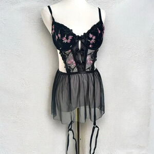 NEW Fairycore coquette goth lingerie dress floral  whimsy